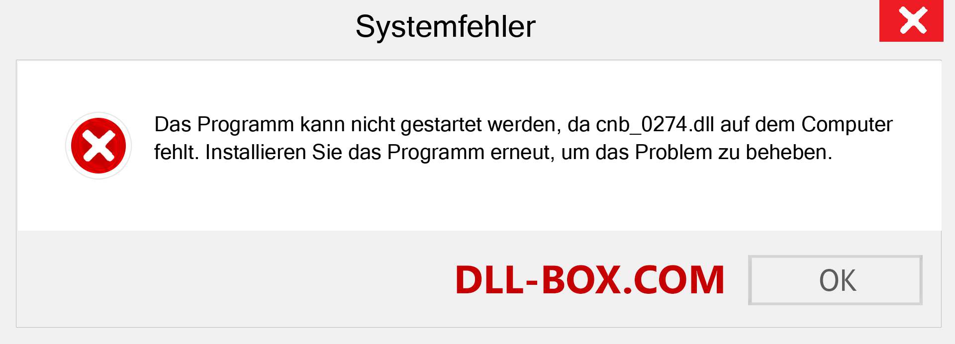 cnb_0274.dll-Datei fehlt?. Download für Windows 7, 8, 10 - Fix cnb_0274 dll Missing Error unter Windows, Fotos, Bildern